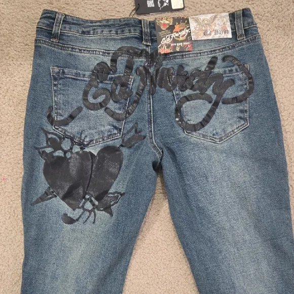 Ed Hardy Flare Jeans with Black Graphics - Picture 10 of 15